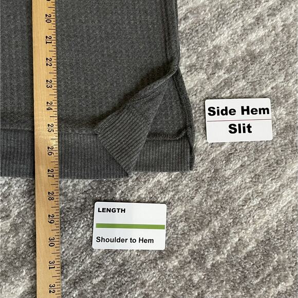 Massini Cowl Neck Waffle Knit Layering Top Women's Size S Gray Fitted Sleeves - Picture 11 of 11